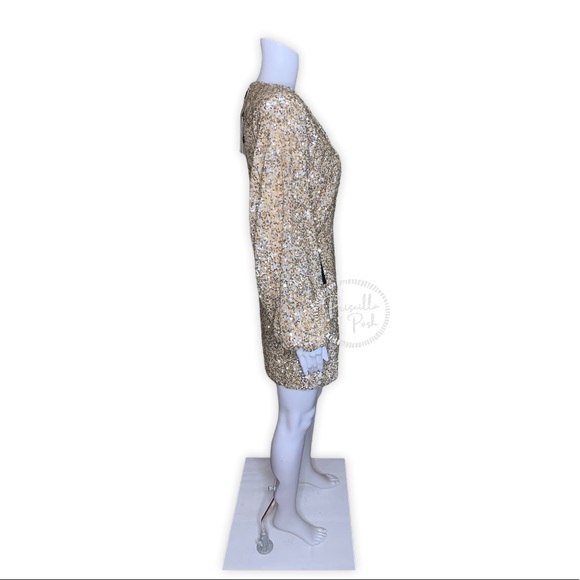 NWT RETROFÊTE Aubrielle sequined gold mini dress - Picture 6 of 11